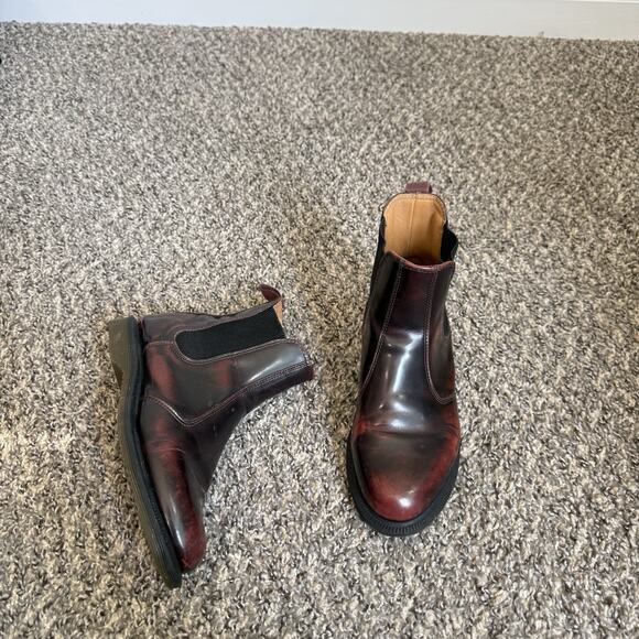 Dr Martens Flora Arcadia Leather Chelsea Boots - Women's 6 Red Burgundy Patent - Picture 1 of 12
